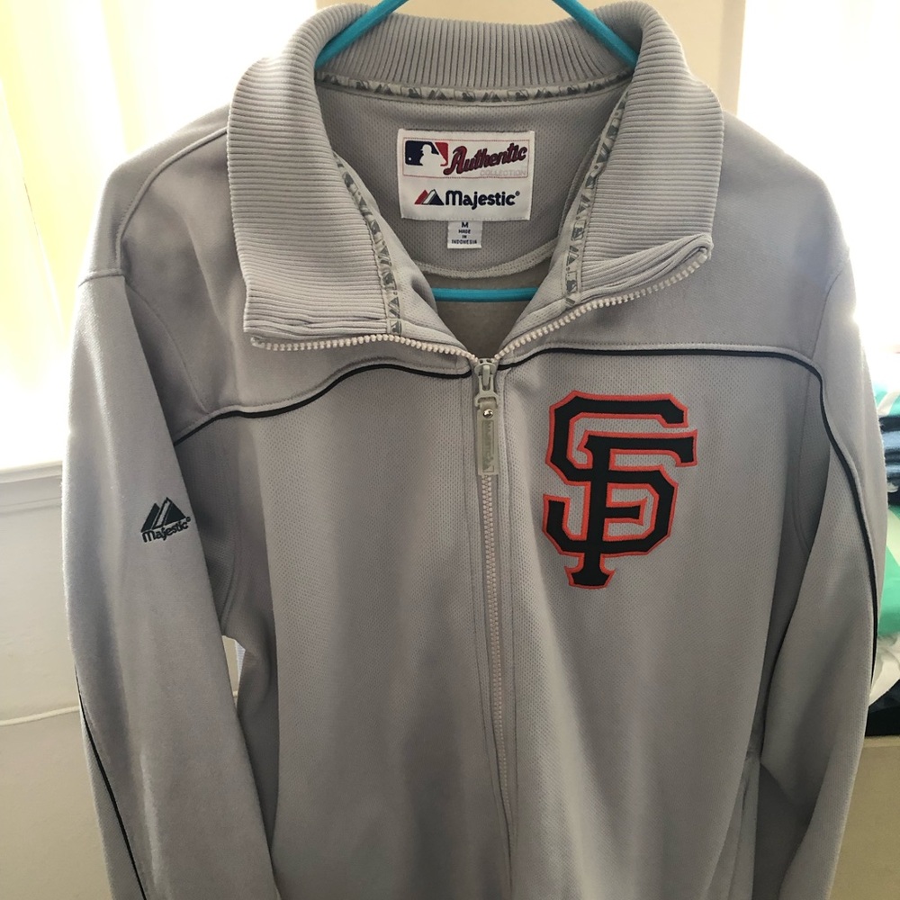 Grey Majestic SF Giants Zip Jacket